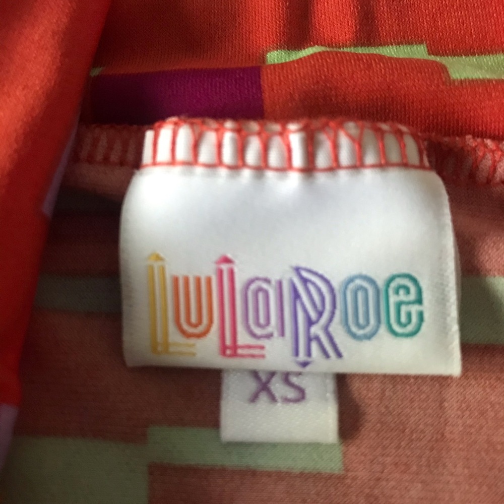 LuLaRoe XS Azure skirt- orange & rectangle pattern - Picture 5 of 13